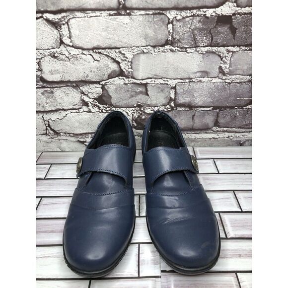 Spring Step Blue Leather Floral Casual Clogs Strap Shoes Women Sz 39EU/8.5M US - Picture 2 of 15